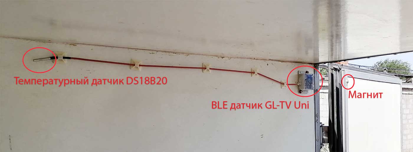 Установленный GL-TV Uni с внешним температурным датчиком DS18B20